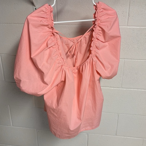 Nine West Pink Puff Sleeve Ruched Blouse - Picture 3 of 3